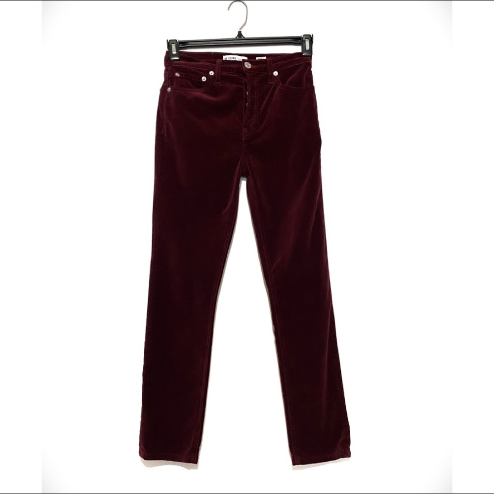 RE/DONE High Rise Ankle Crop Stretch Jeans Pants